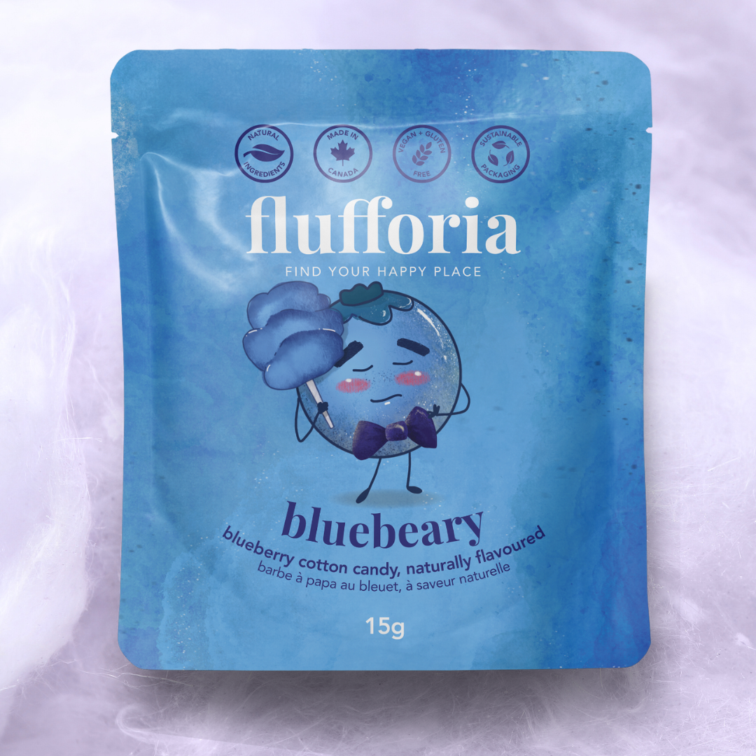 Flufforia Bluebeary blueberry cotton candy pouch